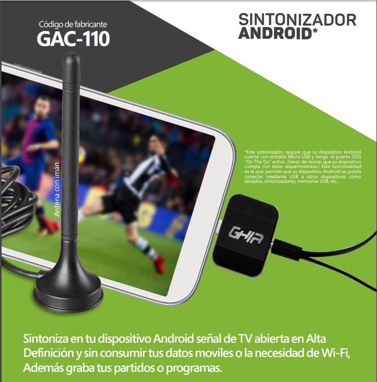 Sintonizador de tv android para dispositivos moviles 2 antenas